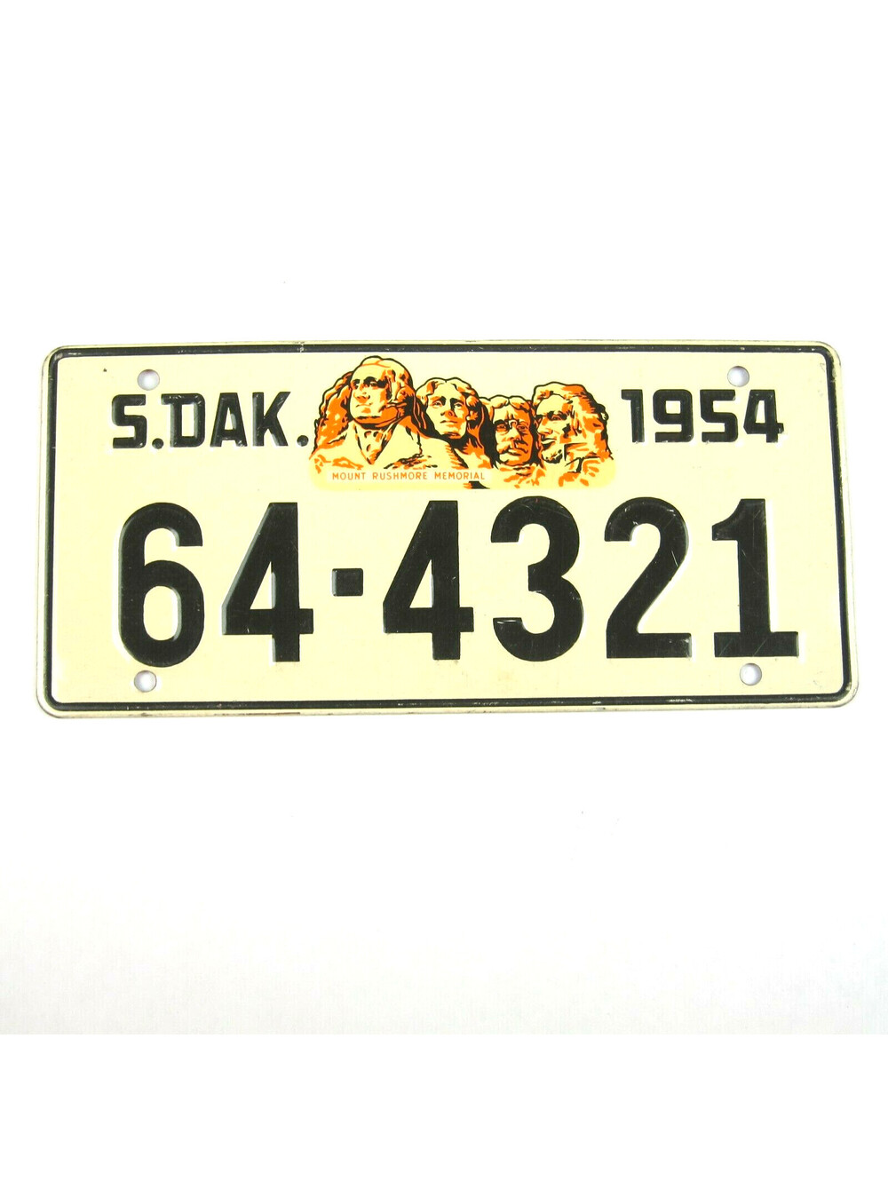 Vintage 1954 Wheaties Cereal South Dakota Metal Bicycle License Plate Rushmore